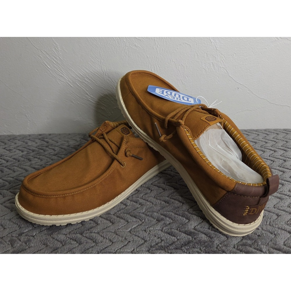 *NEW Hey Dude Wally Slip On Shoes Men's Size 13 Brown Comfort Stretch Canvas